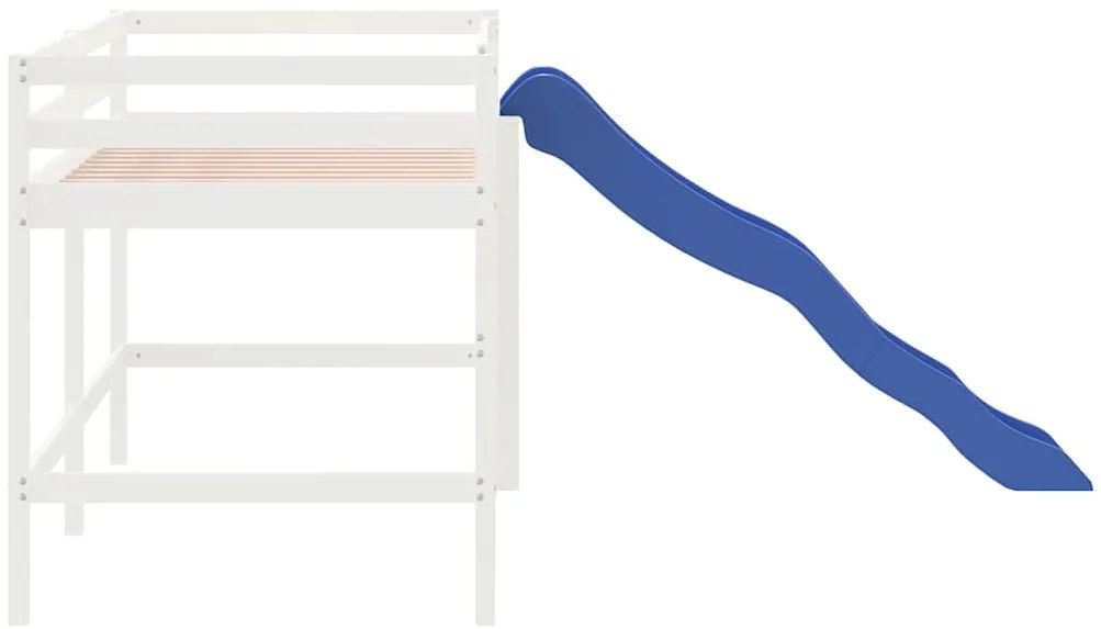 Cama alta p/ criança c/ escorrega 80x200 cm pinho maciço branco