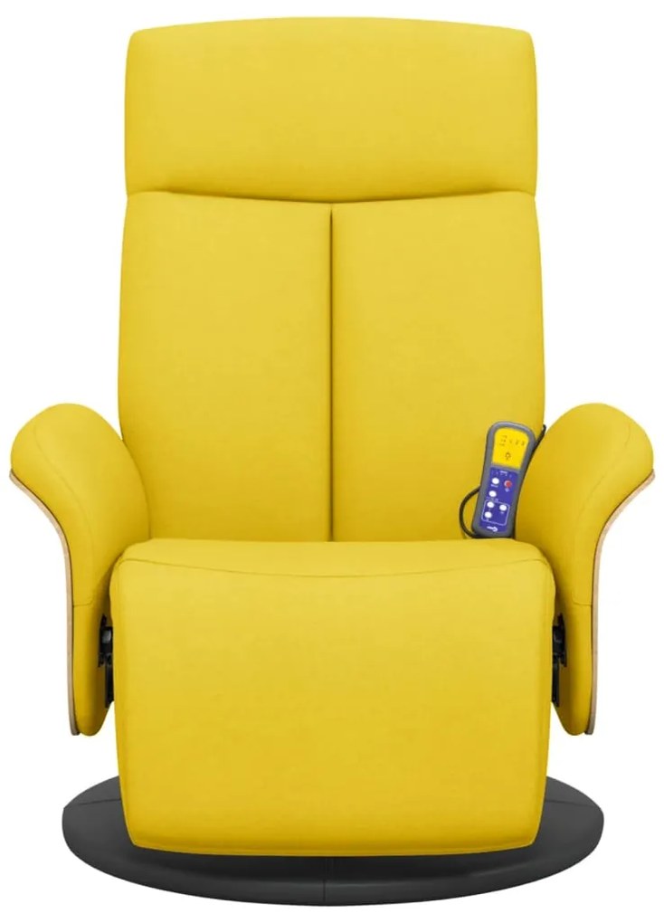 Cadeira de massagens reclinável c/ apoio de pés tecido amarelo