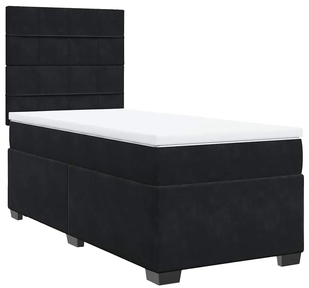 Cama com molas/colchão 90x190 cm veludo preto