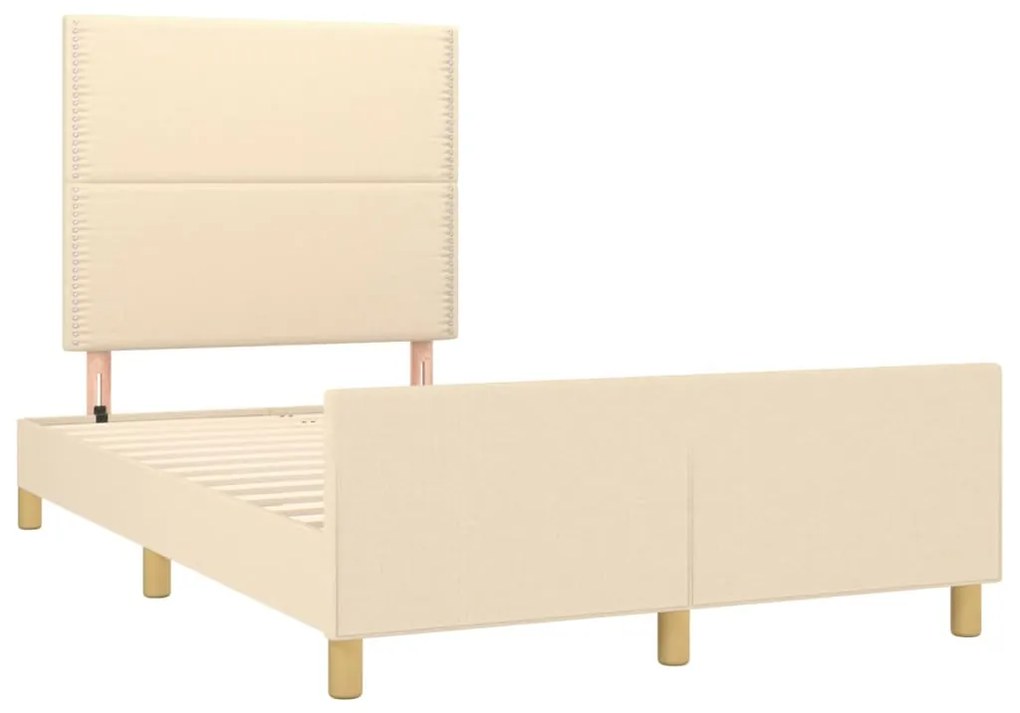 Estrutura de cama sem colchão 120x200 cm tecido cor creme