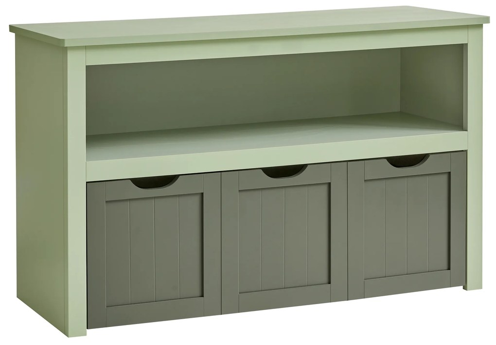 Móvel de arrumação infantil com rodas para sala | VASAGLE | 30 x 102 x 60 cm | verde laurel | LHS380C02.