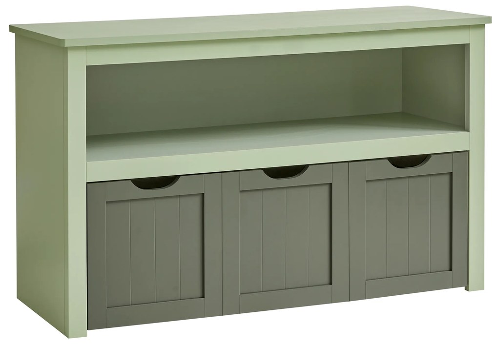 VASAGLE - Armário de armazenamento para brinquedos infantis, armário de armazenamento com rodas, 30 x 102 x 60 cm, estante infantil, 3 gavetas, para sala de estar, quarto infantil, sala de jogos, verde-louro LHS380C02