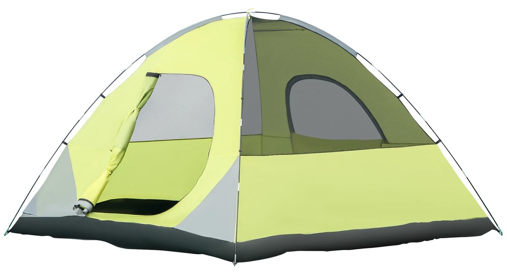 Outsunny Tenda de Campismo Familiar 6 Pessoas Tenda de Campismo UPF+30 Impermeável até 1500mm 300x300x185cm Amarelo e Cinza | Aosom Portugal