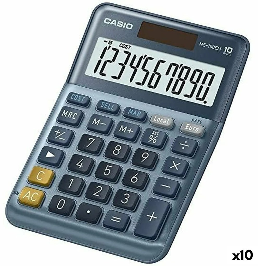 Calculadora Casio MS-100EM Azul (10 Unidades)