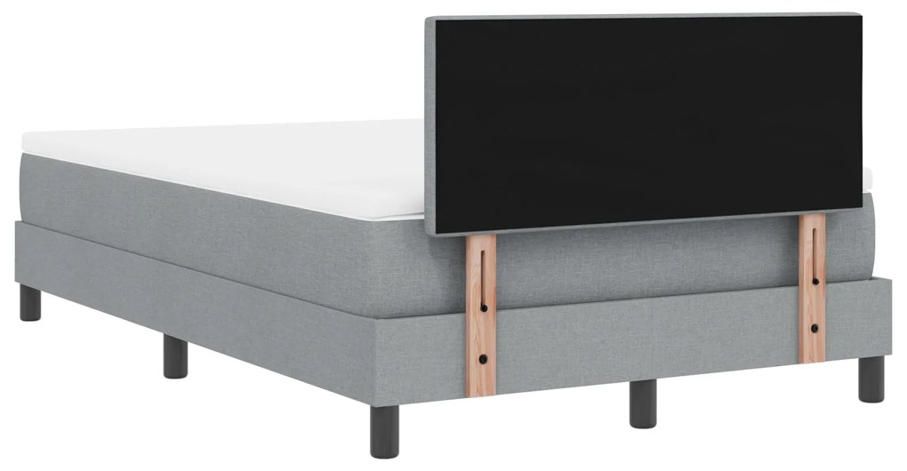 Cama Box Spring com colchão Cinza Claro 120x190 cm Tecido