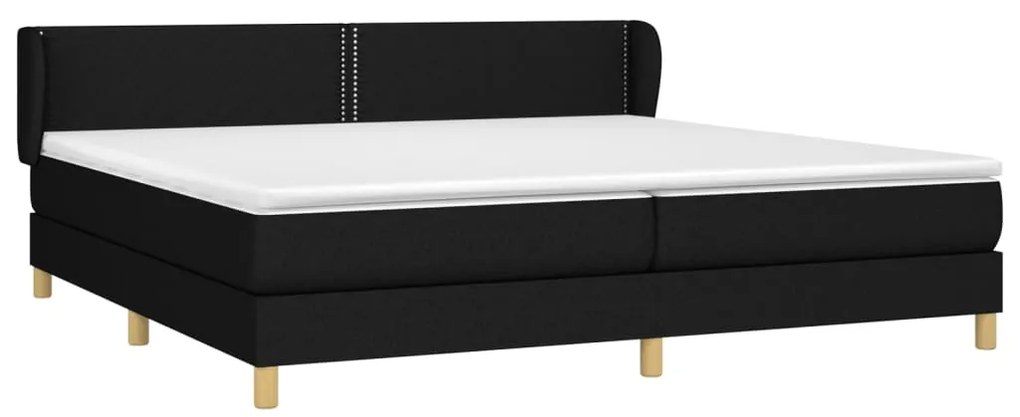 Cama com molas/colchão 200x200 cm tecido preto