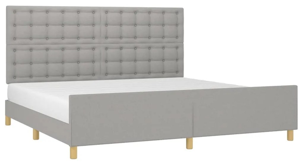 Estrutura de cama sem colchão 200x200 cm tecido cinzento-claro