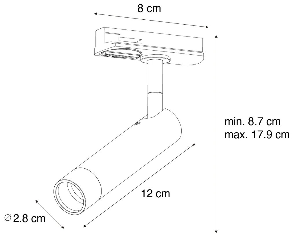 Foco moderno em bronze escuro para sistema de calhas monofásico - Iconic Ivy