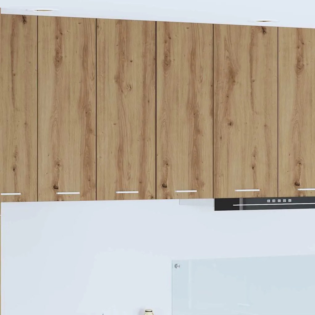 vidaXL Armário suspenso com porta 2 pcs Carvalho Artesanal e Branco