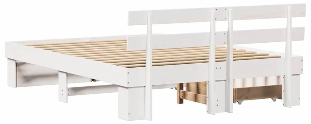 Estrutura da Cama Branco 140 x 200 cm Madeira de Pinheiro