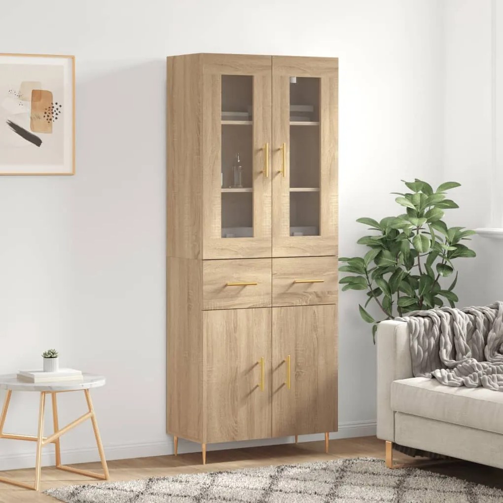 vidaXL Armário alto 69,5x34x180 cm derivados de madeira cor sonoma