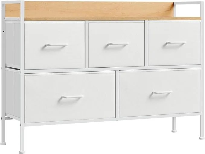 Cômoda de arrumação com 5 gavetas modernas | SONGMICS | 98,2 x 29 x 70 cm | LTS135W01.