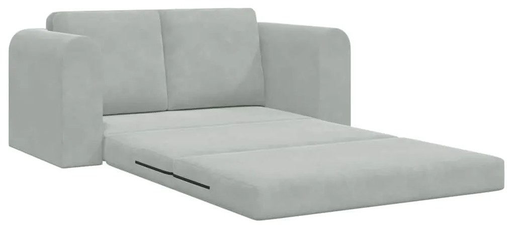 Sofá Cama de Piso 2-em-1 Cinza Claro 148x71x83 cm Veludo