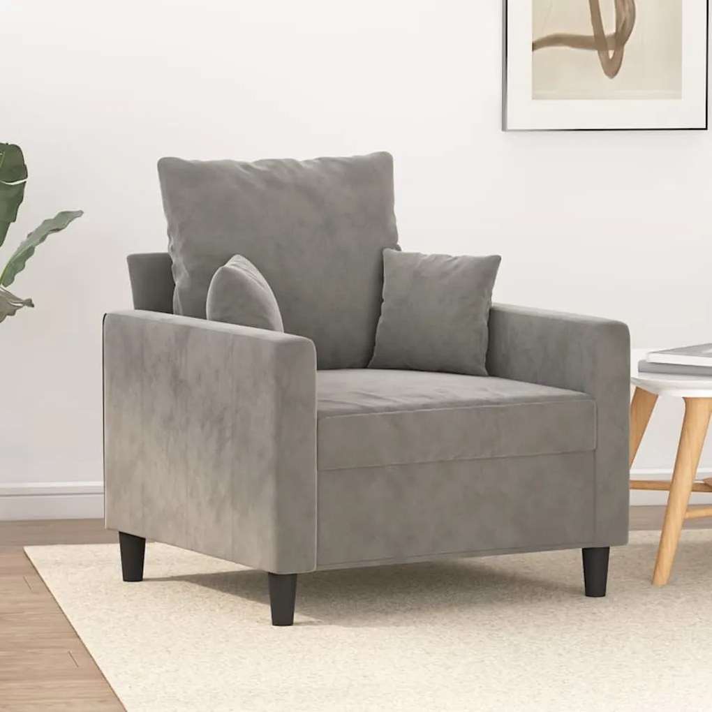 vidaXL Poltrona 60 cm veludo cinzento-claro