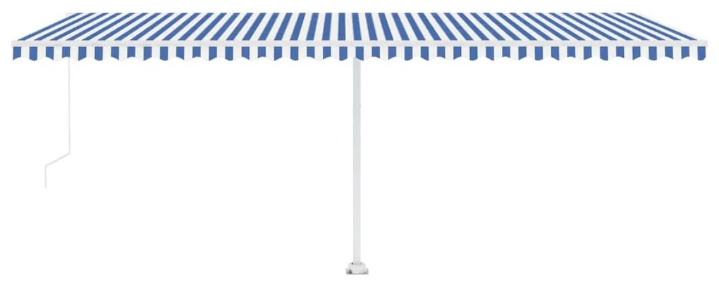 Toldo retrátil manual com LED 600x350 cm azul e branco