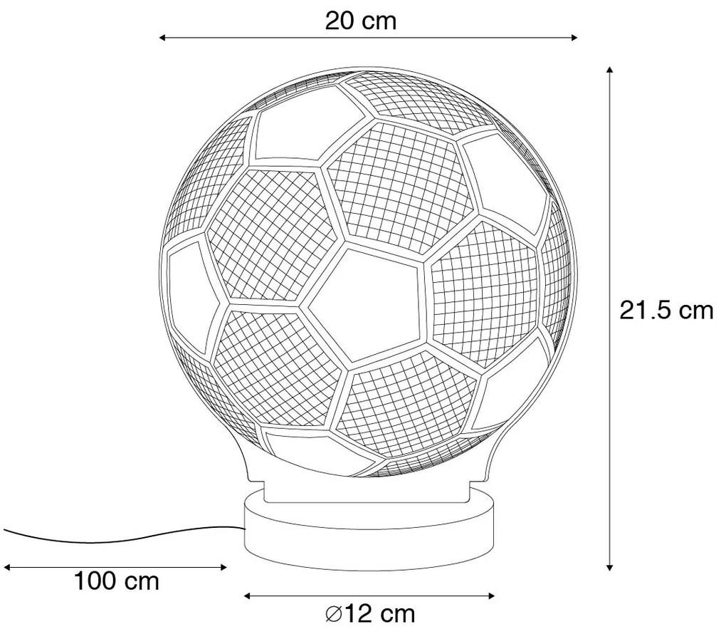 Candeeiro de mesa Neon transparente com LED dimmer - Soccer Design