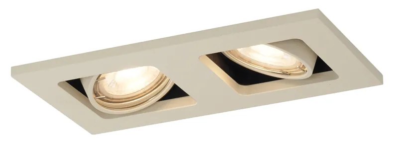 Conjunto de 6 Foco embutido moderno bege GU10 50mm giratório e inclinável 2 luzes - Qure