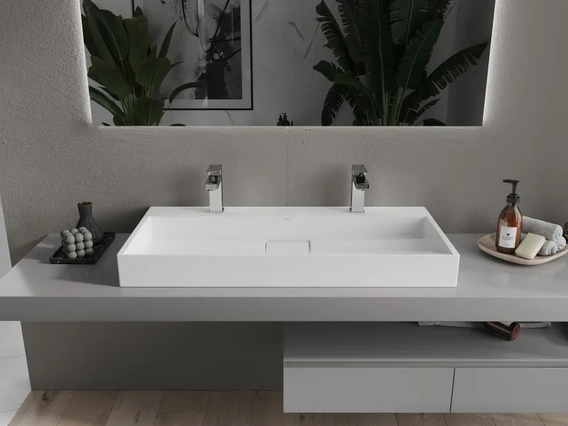 Mexen Ava lavatório de bancada em aglomerado 2/O 100 x 46 cm, branco - 23011002