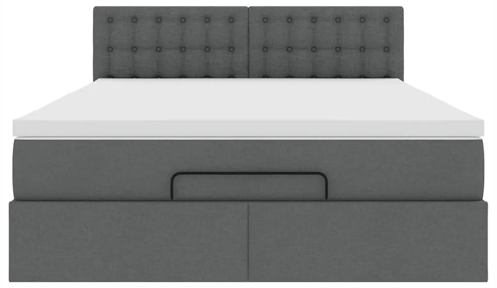 Cama otomana com colchão 140x190 cm tecido cinzento escuro