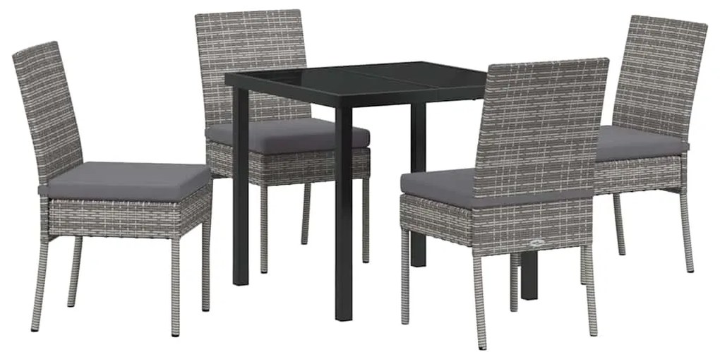 Conjunto de Jantar para Jardim com 5 Peças em Rattan Sintético Cinza