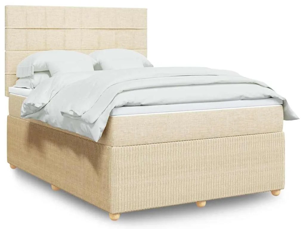 Cama com molas/colchão 160x200 cm tecido cor creme