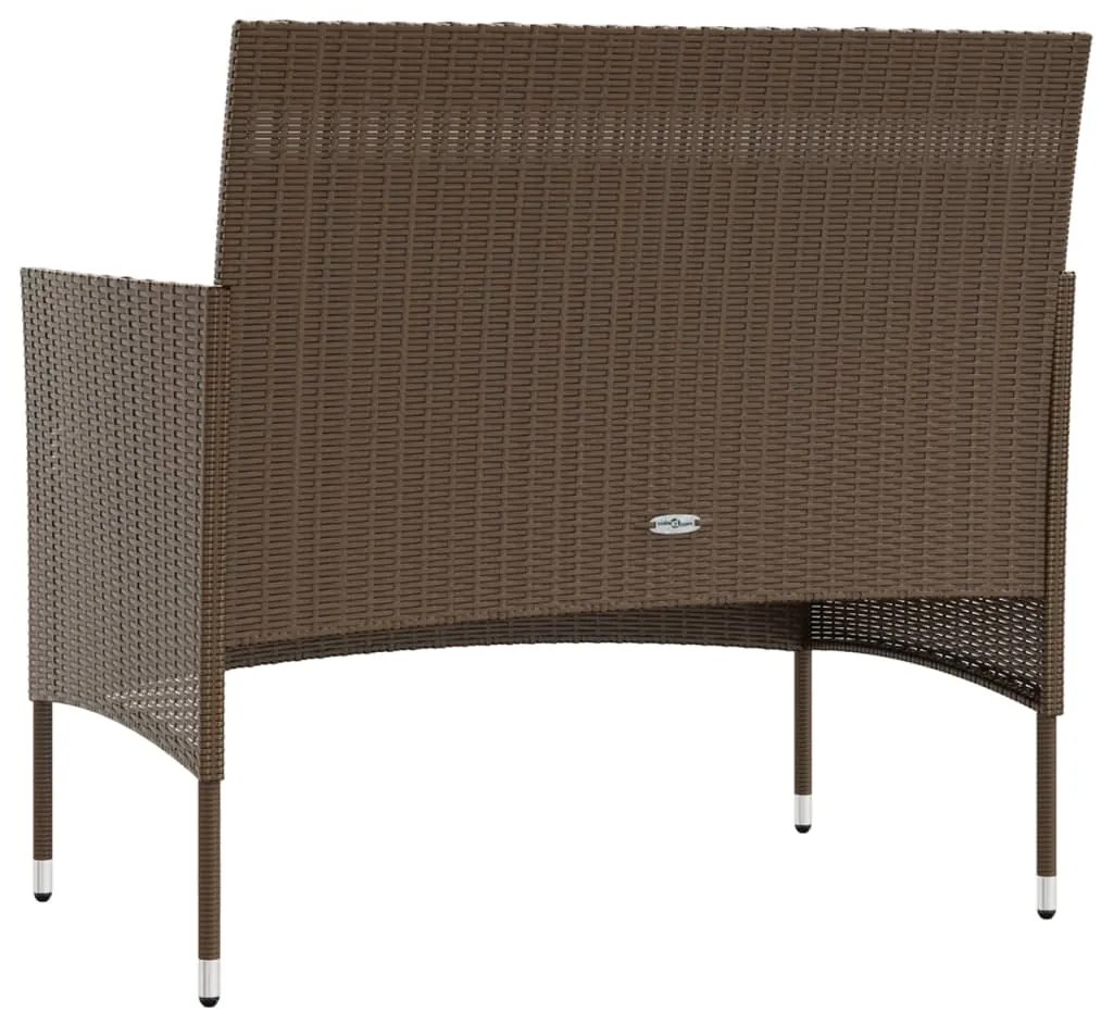 8 pcs conjunto lounge jardim c/ almofadões vime PE castanho