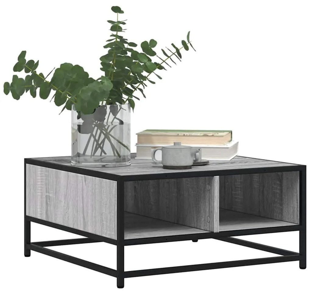 Mesa de centro derivados de madeira e metal cinzento sonoma