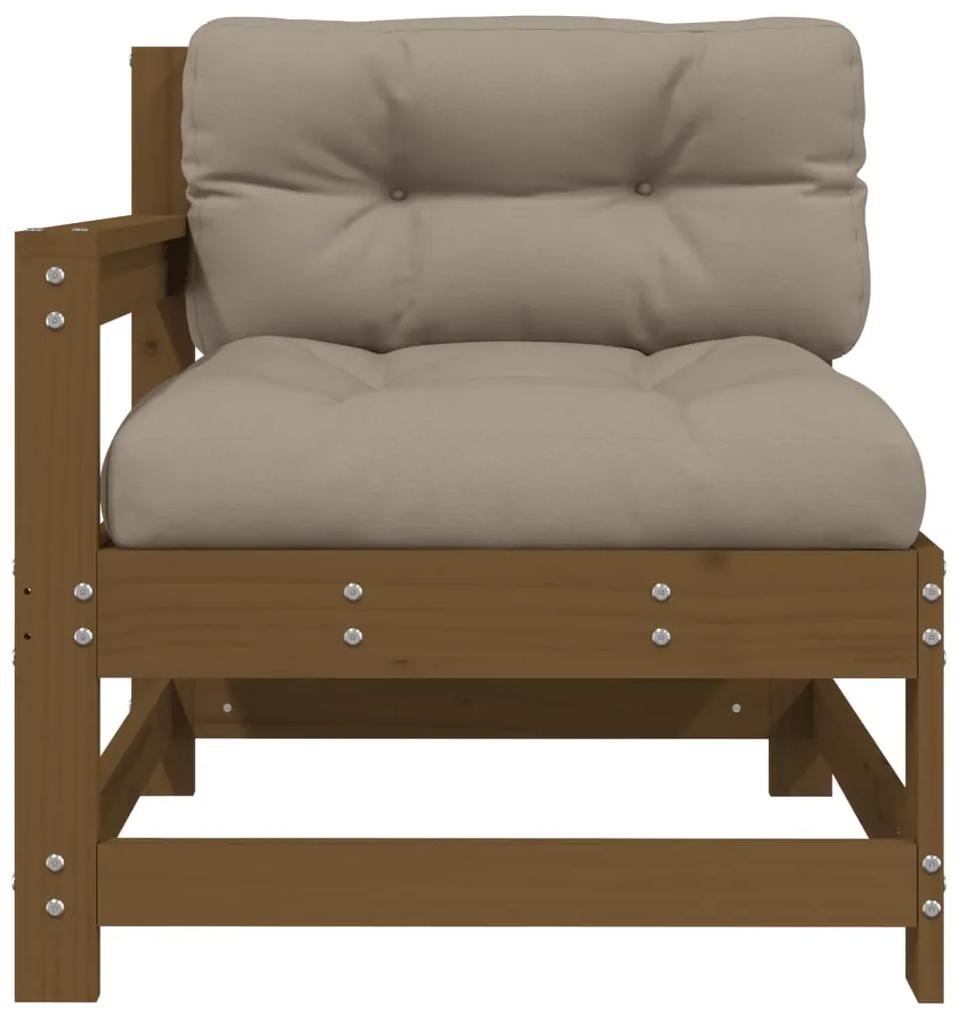 Cadeira de jardim c/ almofadões pinho maciço castanho-mel