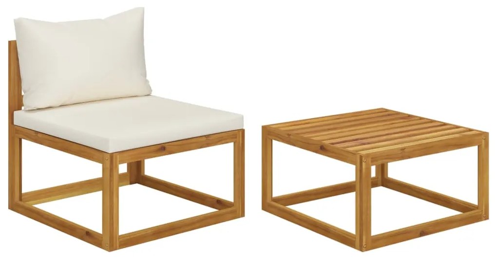 vidaXL 2 pcs conjunto de sofás de jardim com almofadão acácia maciça