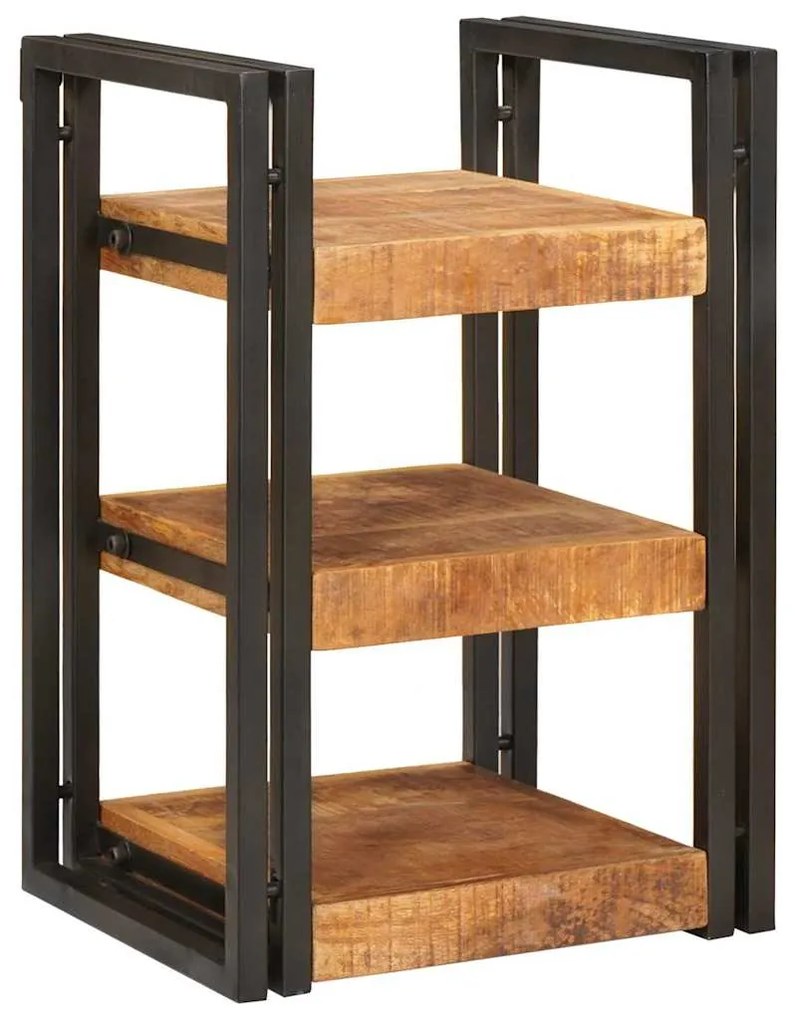 vidaXL Mesa-de-cabeceira Marrom e Preto Madeira de manga maciça