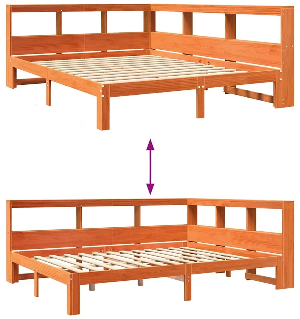 Cama com estante sem colchão 135x190 cm pinho maciço