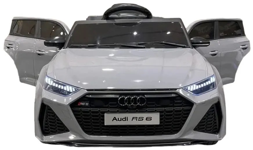 Carro elétrico para crianças Audi RS6 12v, módulo de música, assento de couro, pneus de borracha EVA Cinzento