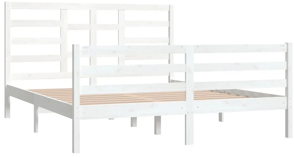 Estrutura de cama 160x200 cm madeira maciça branco