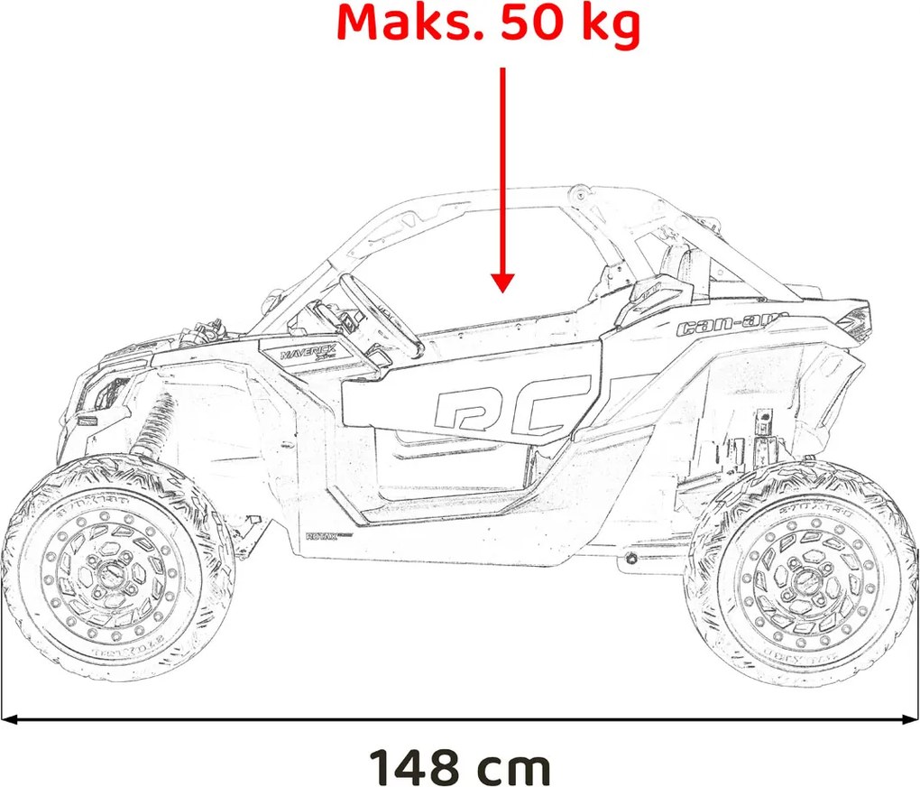 Buggy Carro elétrico para Crianças 24V, 2x320W Buggy Maverick Turbo RR STRONG, Rodas ar bombeado Rosa