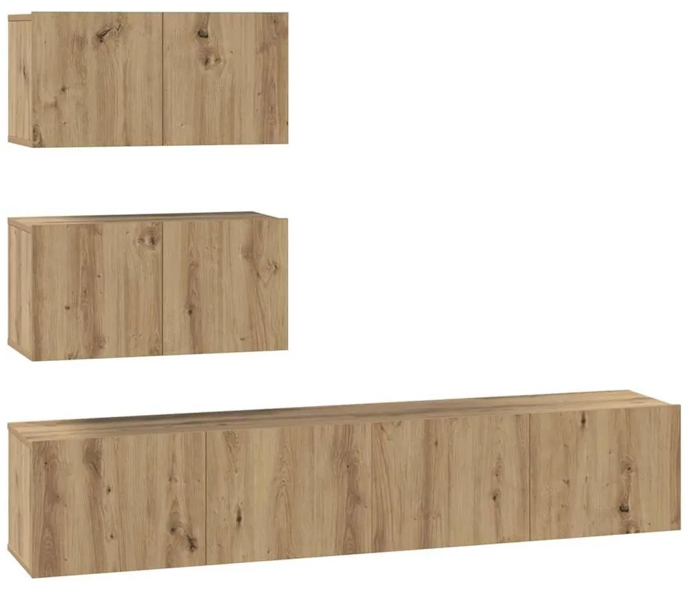 Conjunto de móvel de TV 4 pcs carvalho artisiano