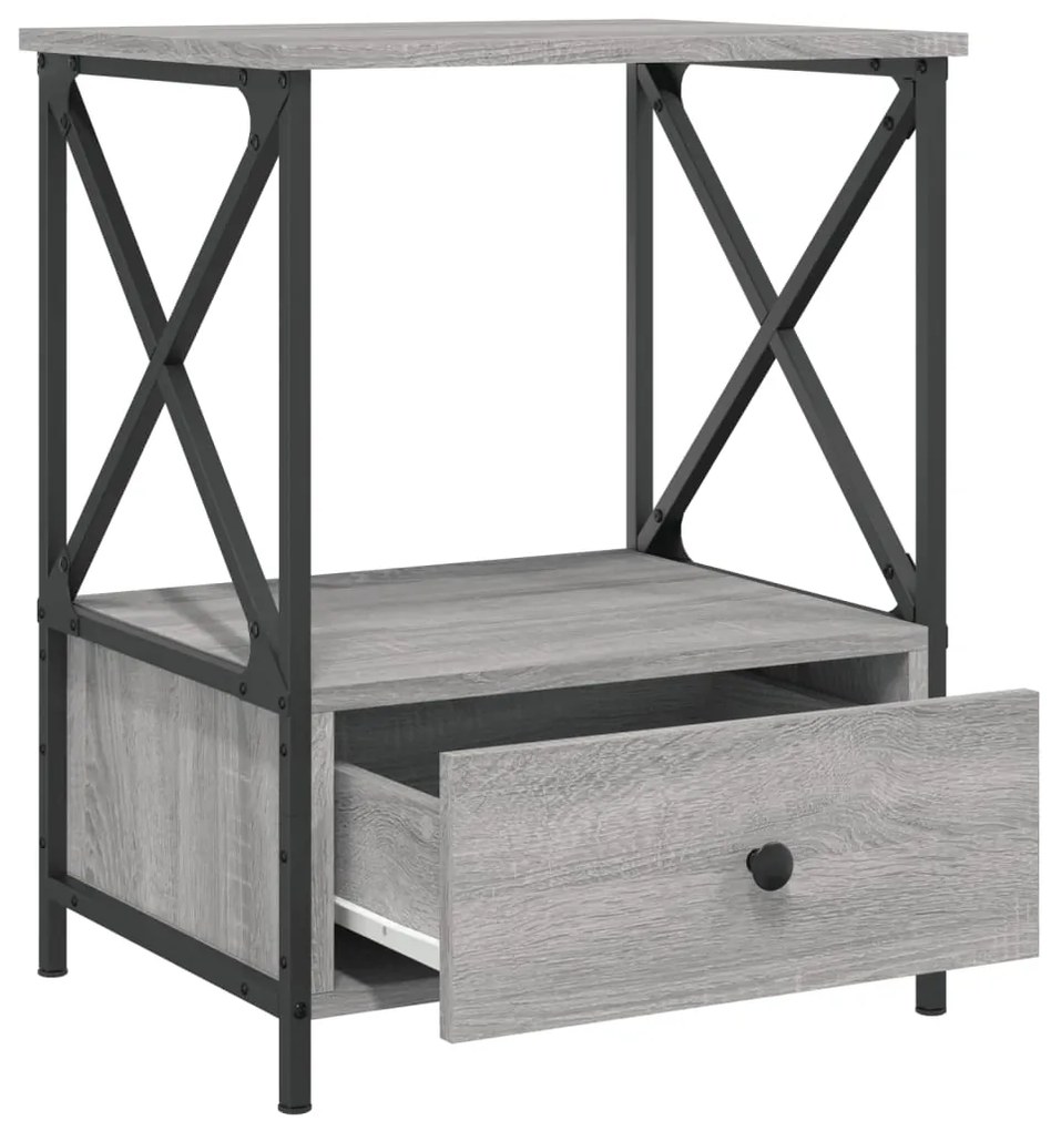 Mesas de cabeceira 2pcs derivados de madeira cinza sonoma