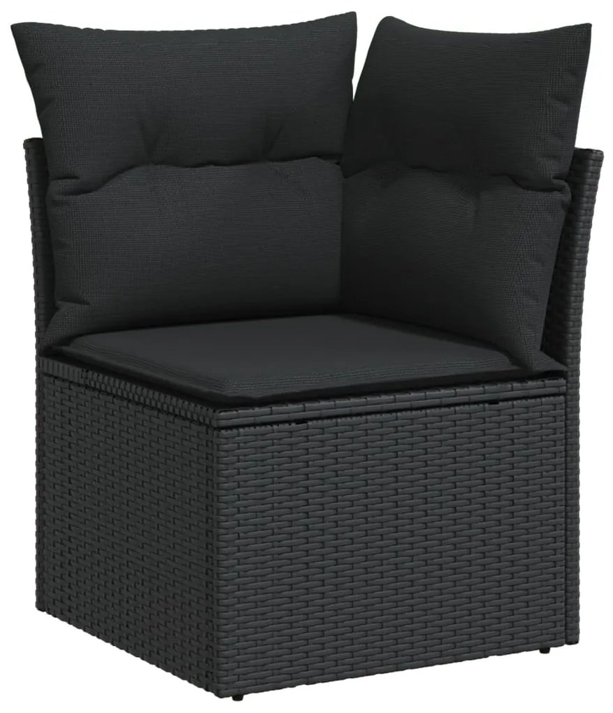 13 pcs conjunto de sofás de jardim com almofadões vime PE preto