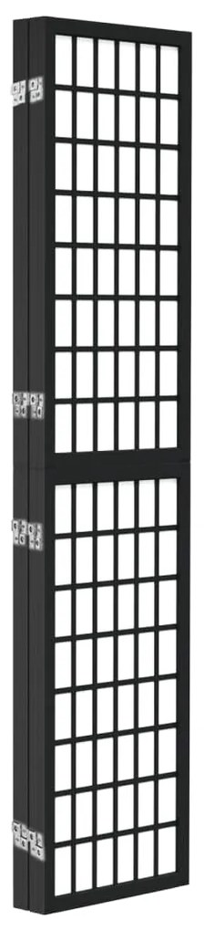 Biombo dobrável com 4 painéis estilo japonês 160x170 cm preto