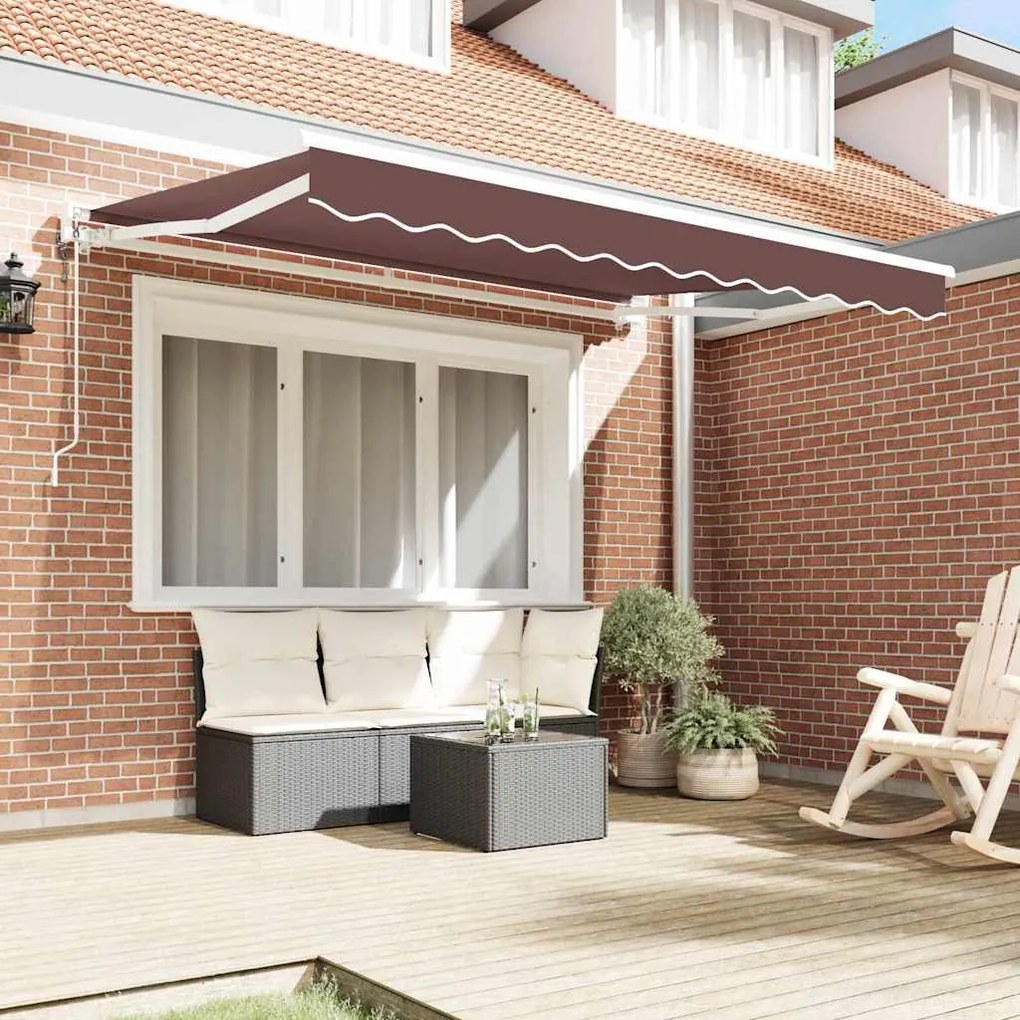 Toldo Retrátil Manual Castanho 350x200 cm