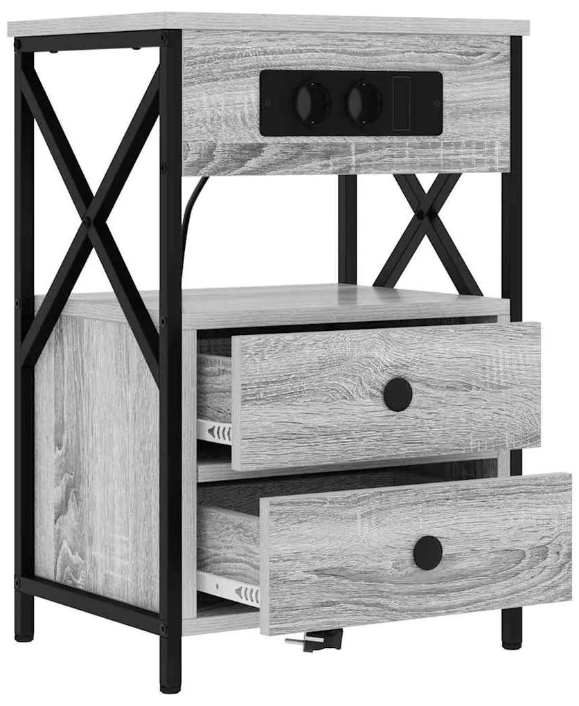 Armário de Cabeceira 2 pcs Sonoma cinzento 40 x 31 x 60 cm
