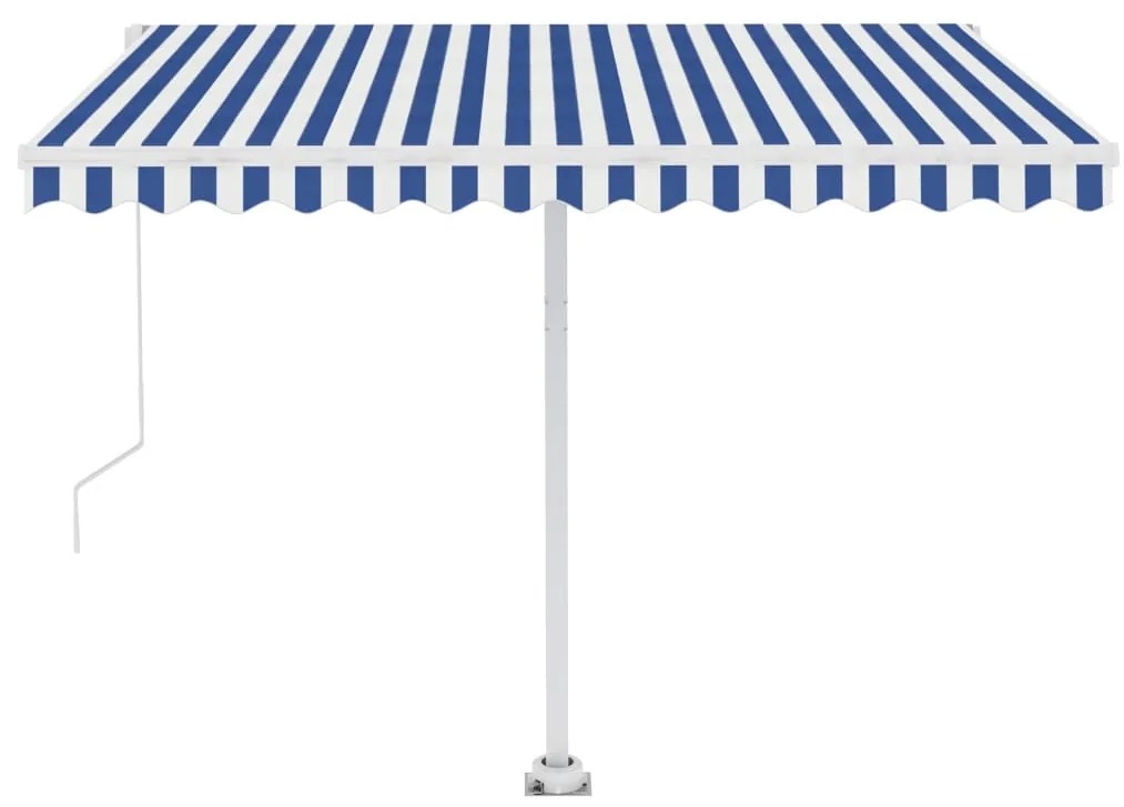 Toldo retrátil manual independente 300x250 cm azul e branco