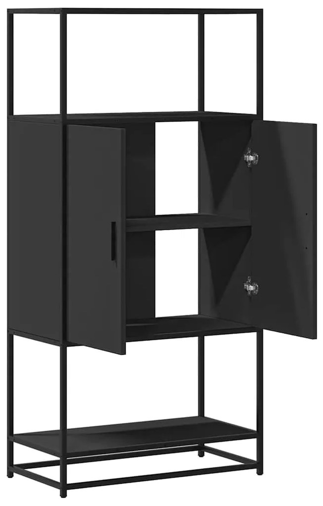Armário alto 68x35x139 cm derivados madeira e metal preto