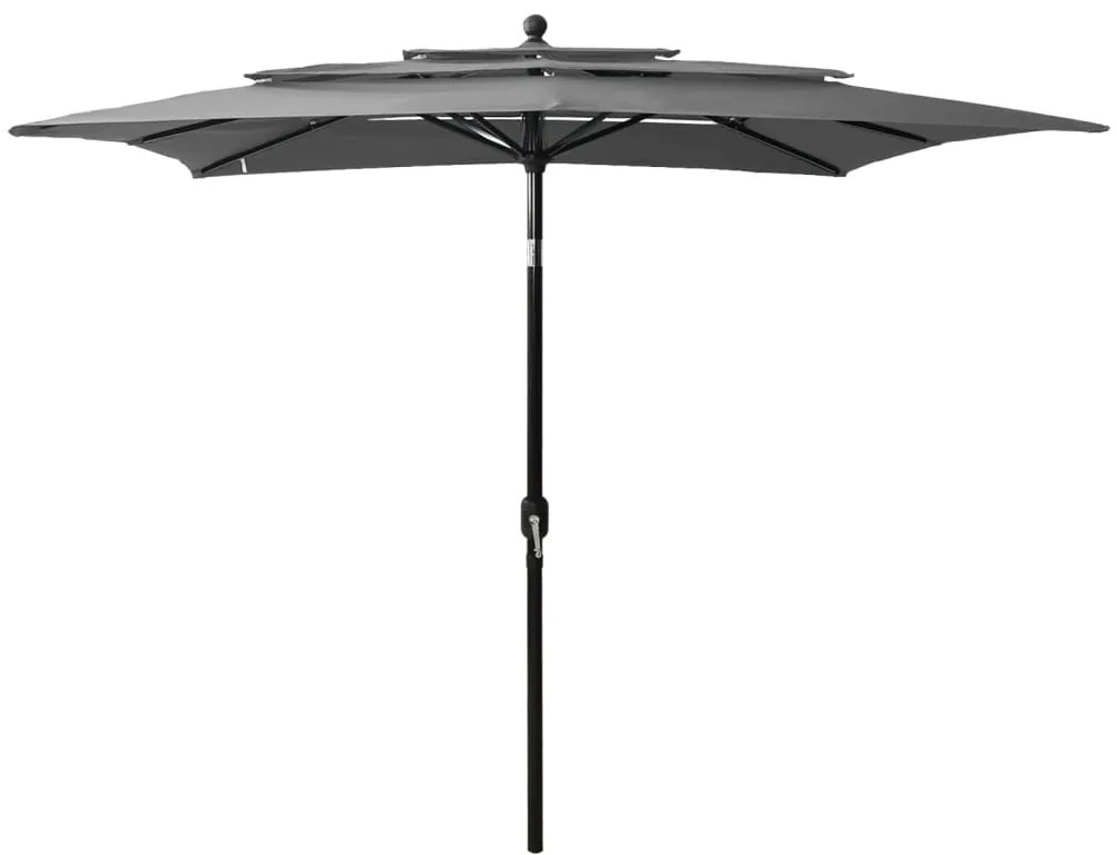 vidaXL Guarda-sol de jardim 3 camadas c/ poste de alumínio antracite