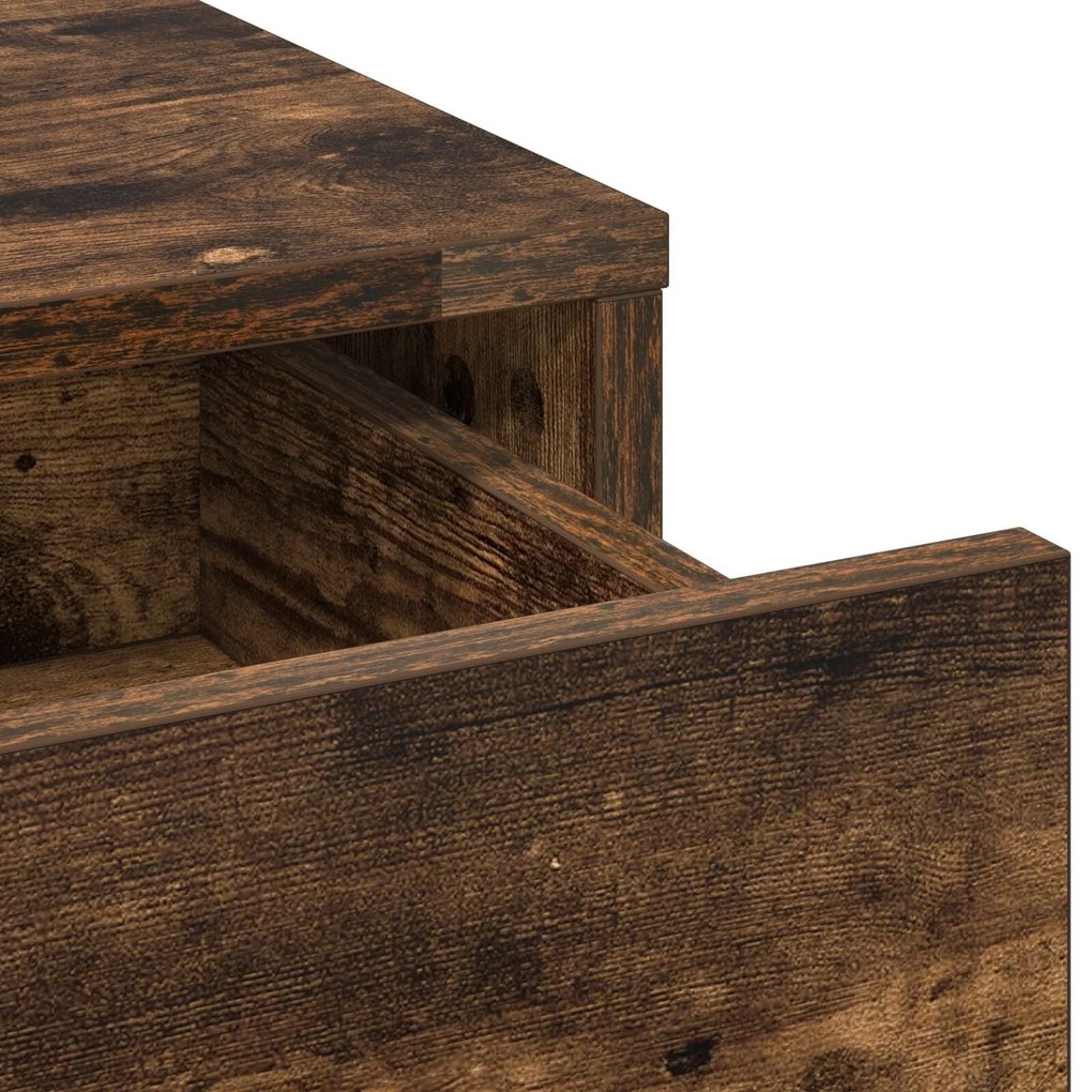 Conjunto de Mesa de Maquilhagem de 3 Peças Carvalho Fumado Madeira de