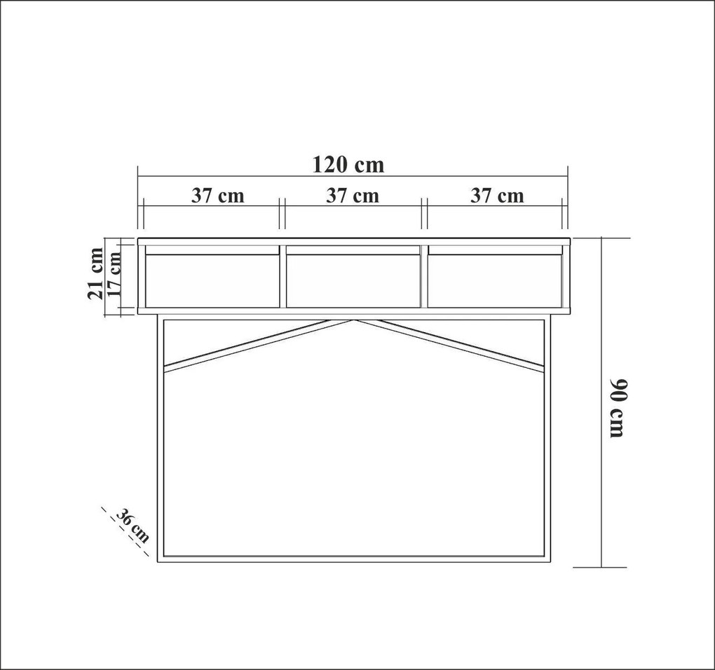 Sideboard Mia – Walnut/Preto – 120x90x36 cm