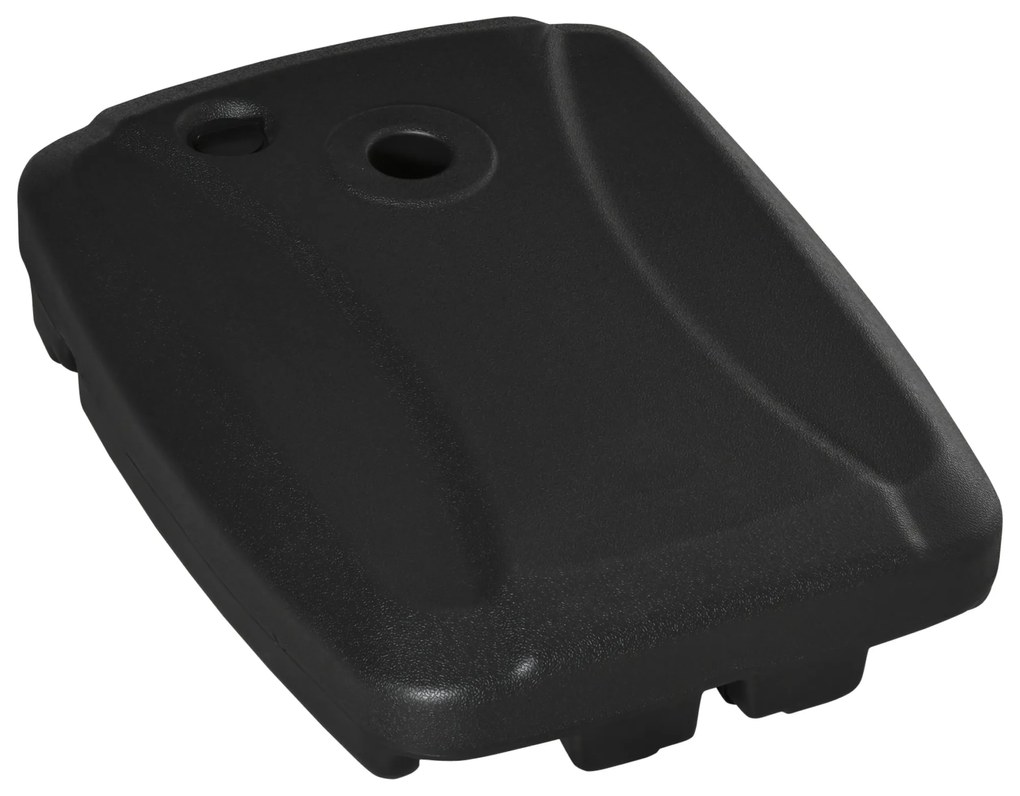 Outsunny Base de Chapéu de Sol com 2 Rodas Preenchível com Água 60kg Areia 68kg Misto 75kg Suporte de Chapéu de Sol para Jardim Pátio Terraço 80x60x15cm Preto