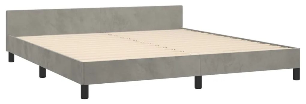 Estrutura de cama c/ cabeceira 160x200 cm veludo cinzento-claro