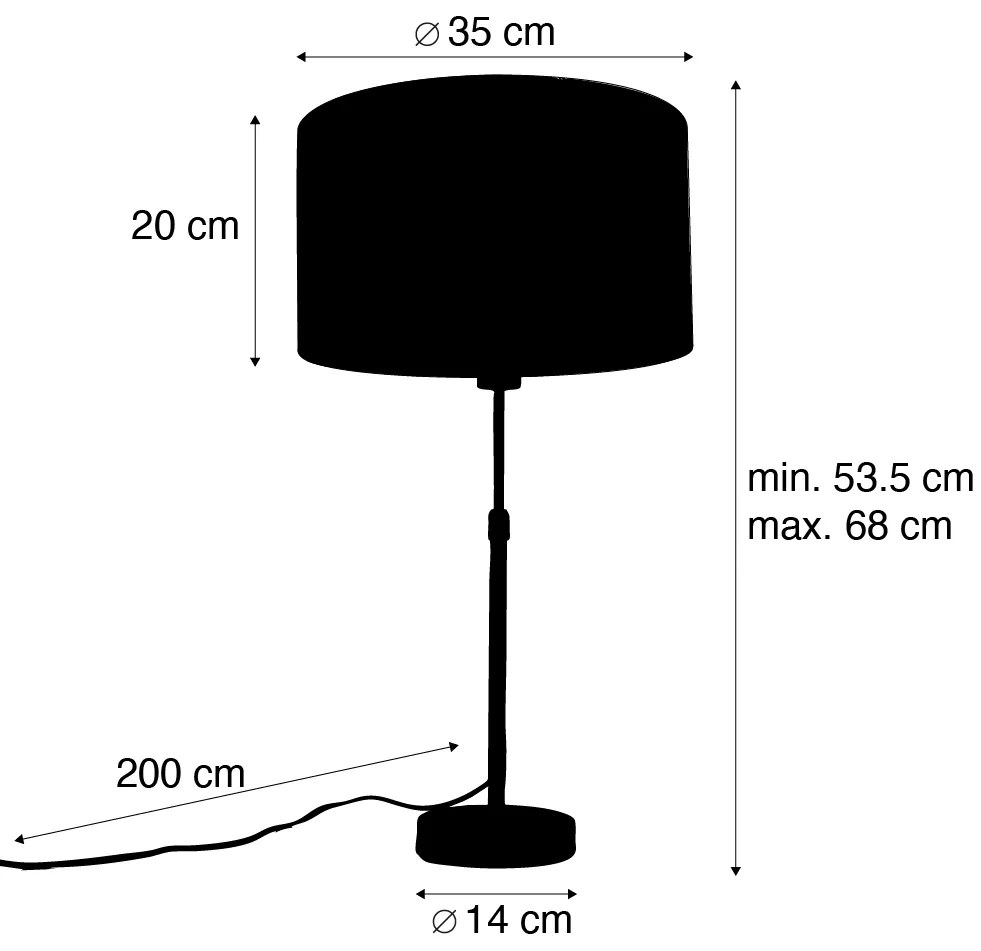 Candeeiro de Mesa Bronze com Abajur de Veludo Design Folha Interior Dourado - Parte Clássico / Antigo,Moderno