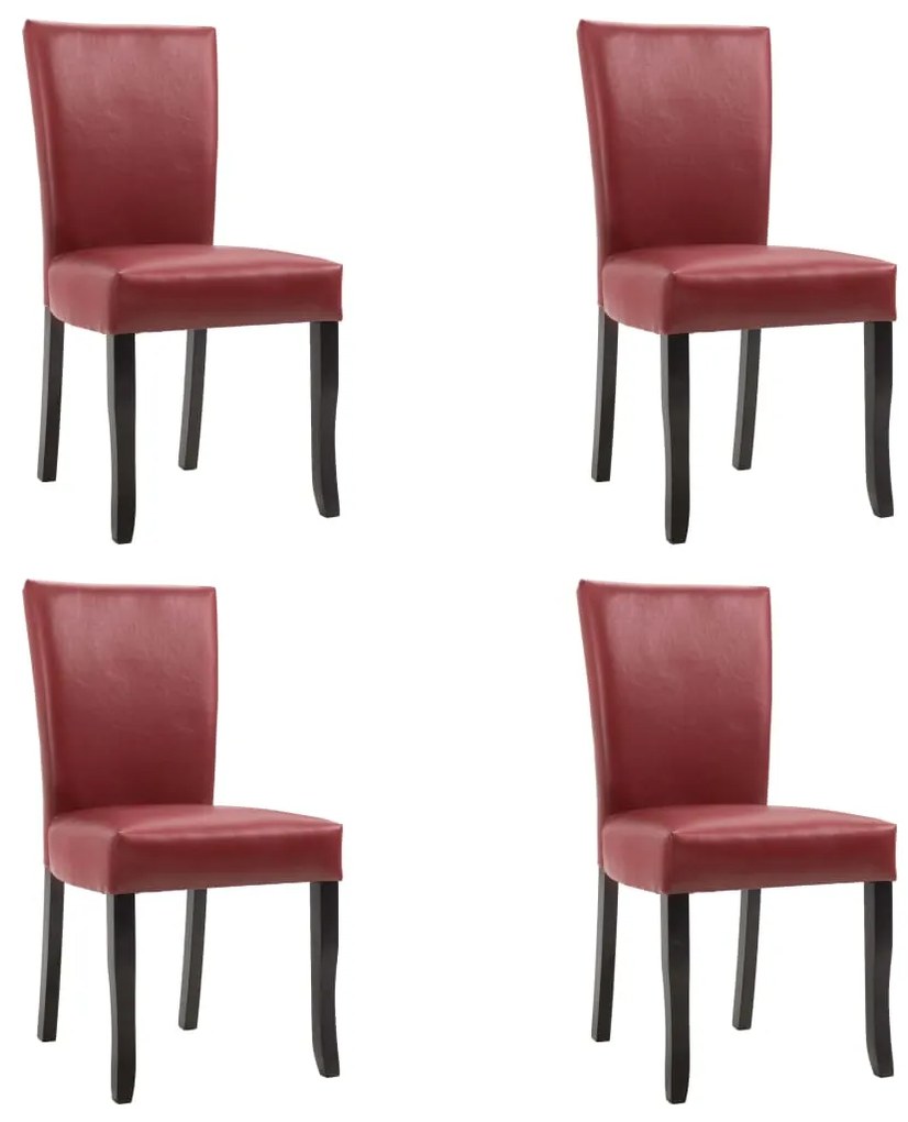 277164 vidaXL Cadeiras de jantar 4 pcs couro artificial vermelho tinto