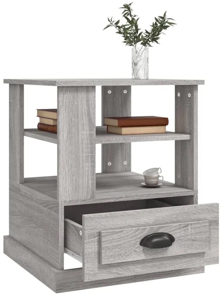 Mesa de apoio 50x50x60 cm derivados de madeira cinzento sonoma